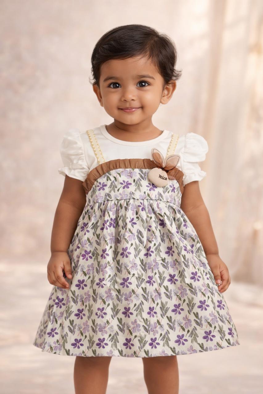 Springtime Purple Floral Layered Play Dress for Toddlers