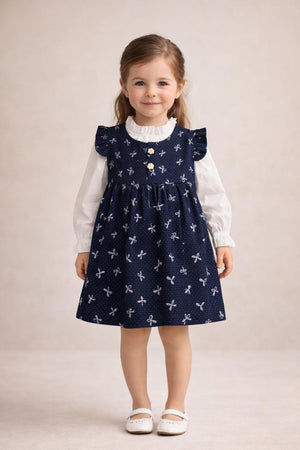 Girls Heirloom Bow Dress Set - front view