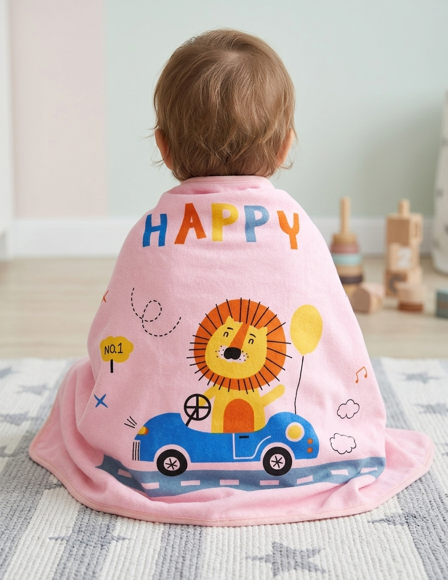 Happy Lion Adventure Hooded Baby Towel