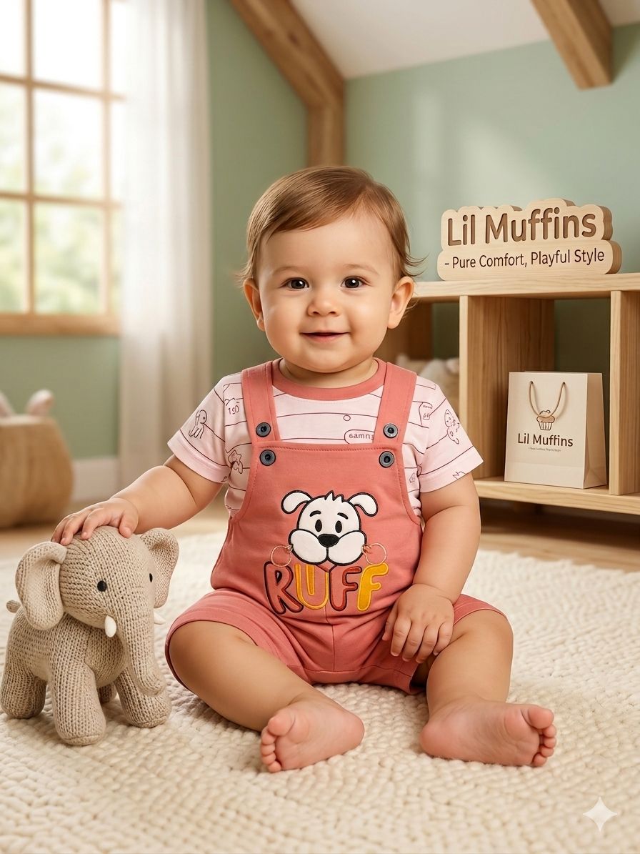 Everyday Playwear Puppy Overalls and T-Shirt Set for Babies