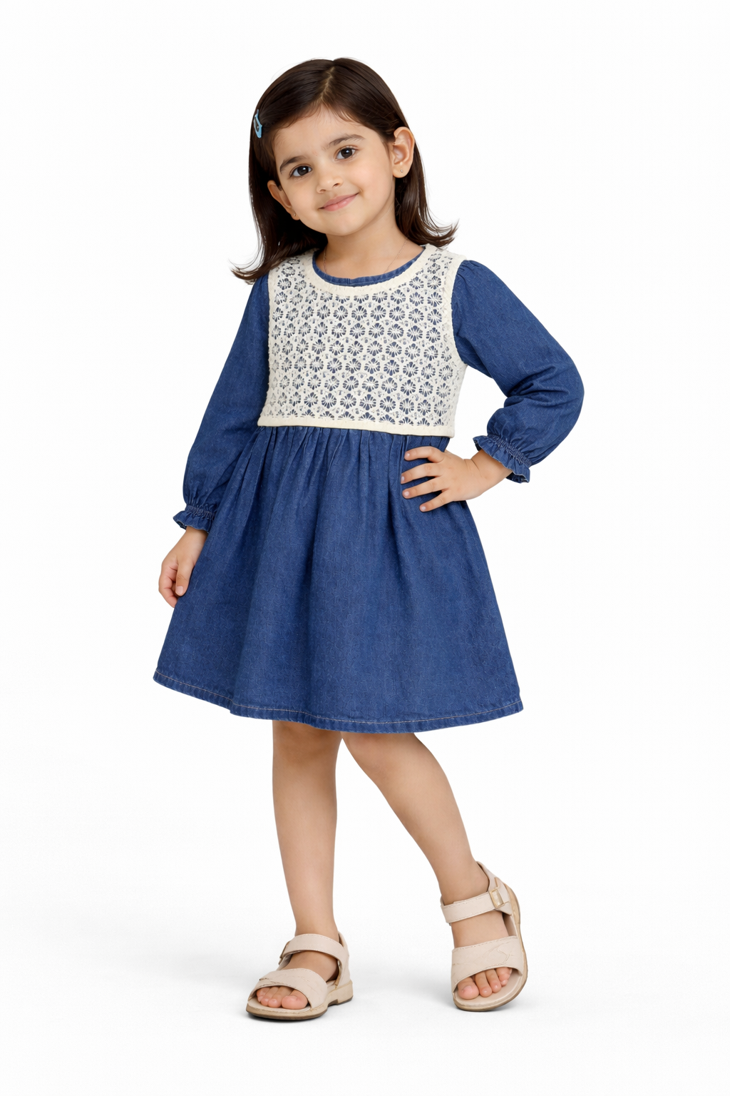 The Vintage Charm Crochet Denim Dress