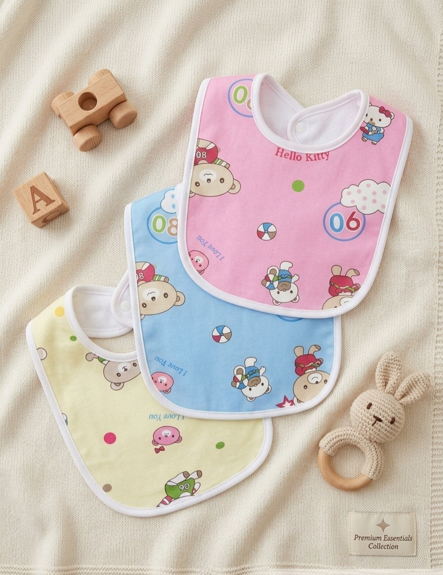 The "Premium Essentials Character" 3-Pack Bib Set