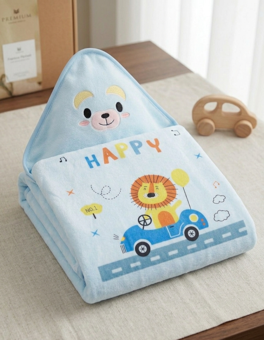 Happy Lion Adventure Hooded Baby Towel