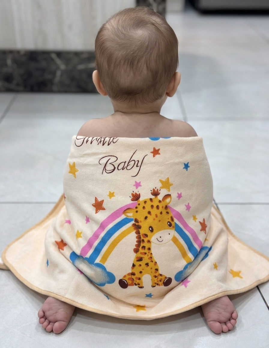 The "Little Baby" Rainbow Giraffe Hooded Towel