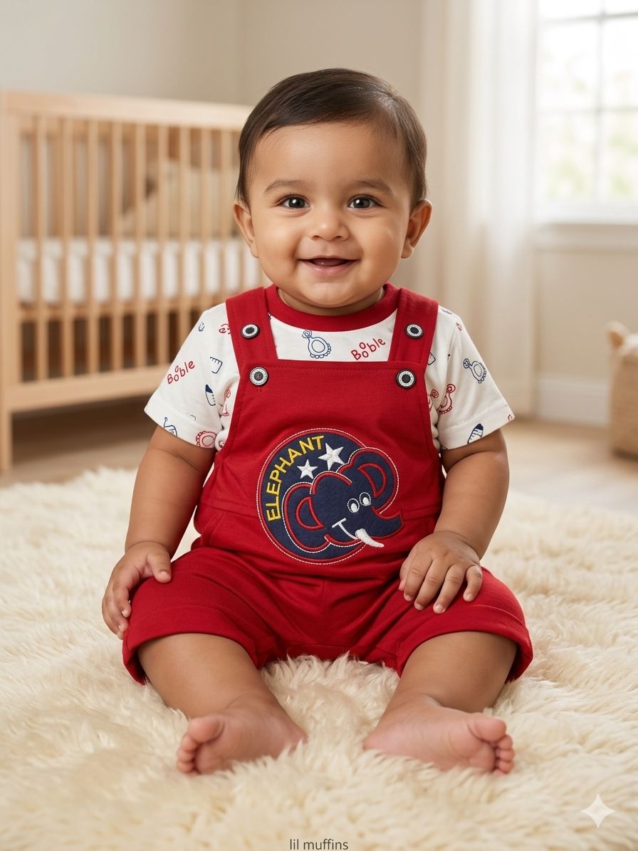 2-Piece Baby  Shortall and Patterned Tee DUNGREE Outfit