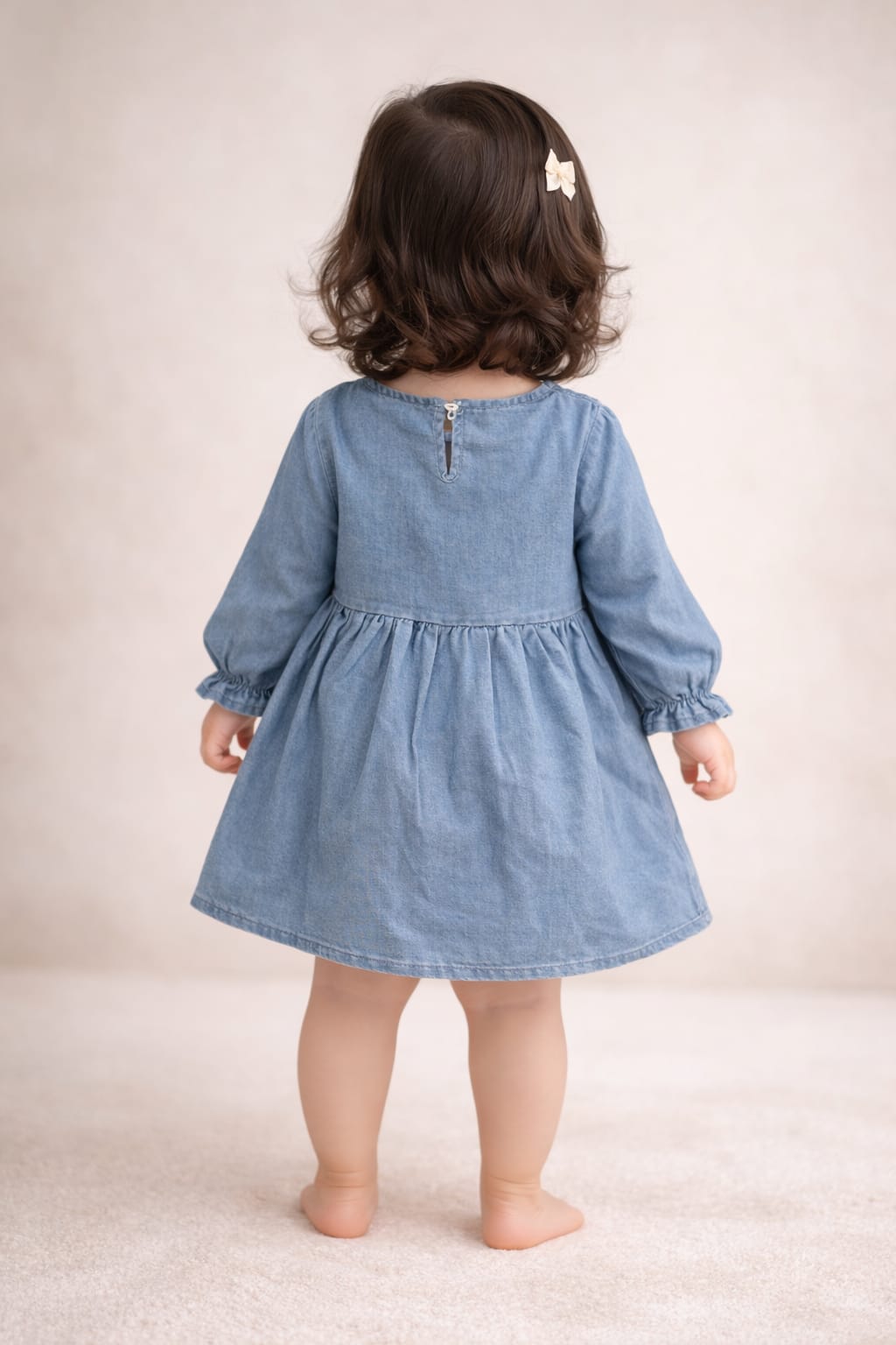 Toddler Girl Long Sleeve Denim & Plaid Dress