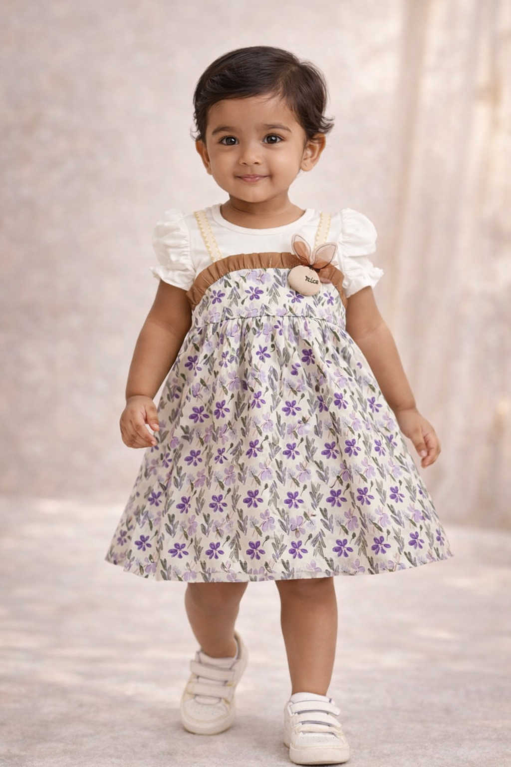 Springtime Purple Floral Layered Play Dress for Toddlers