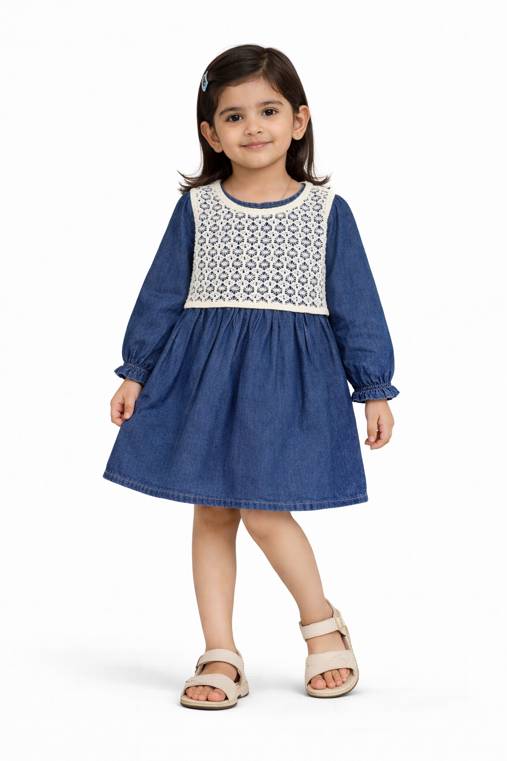 The Vintage Charm Crochet Denim Dress